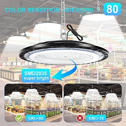 ZXICH UFO LED High Bay Light | 100W 10000LM 6500K IP65 Waterproof – 4 Pack
