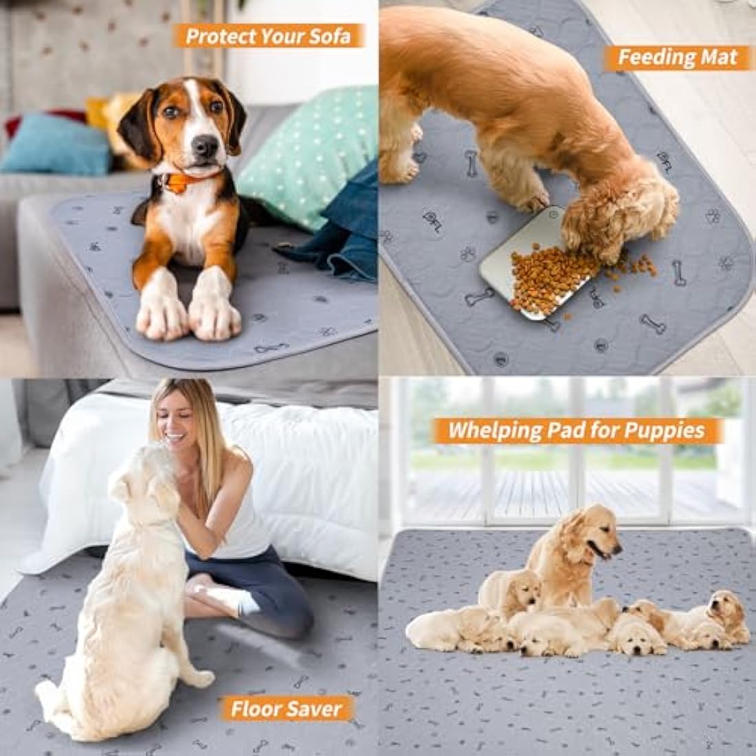 Washable Dog Pee Pads | 2-Pack Reusable Leakproof Mats