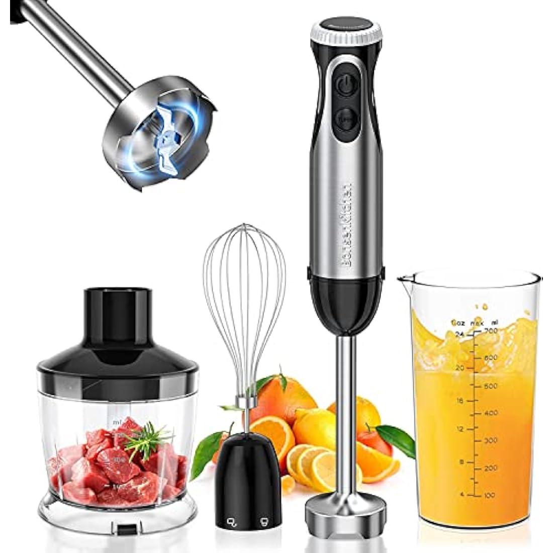 Bonsenkitchen 4-in-1 Immersion Hand Blender | 1000W Stainless Steel