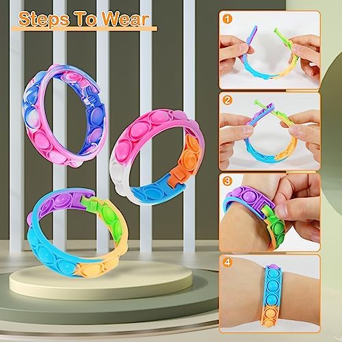 Jolof Store 30 PCS Pop It Fidget Bracelet – Sensory Party Bag Fillers