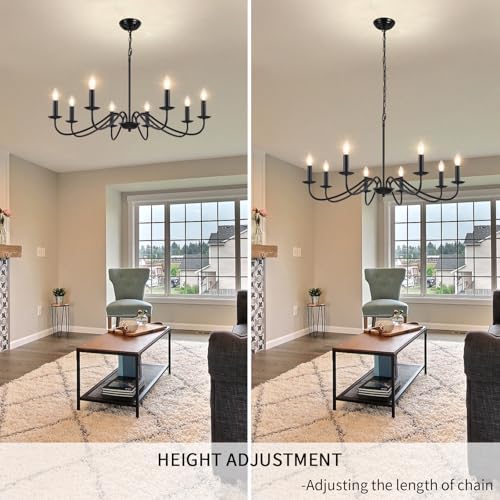 MRHYSWD 8-Light Black Chandelier – Vintage Industrial Metal Ceiling Light