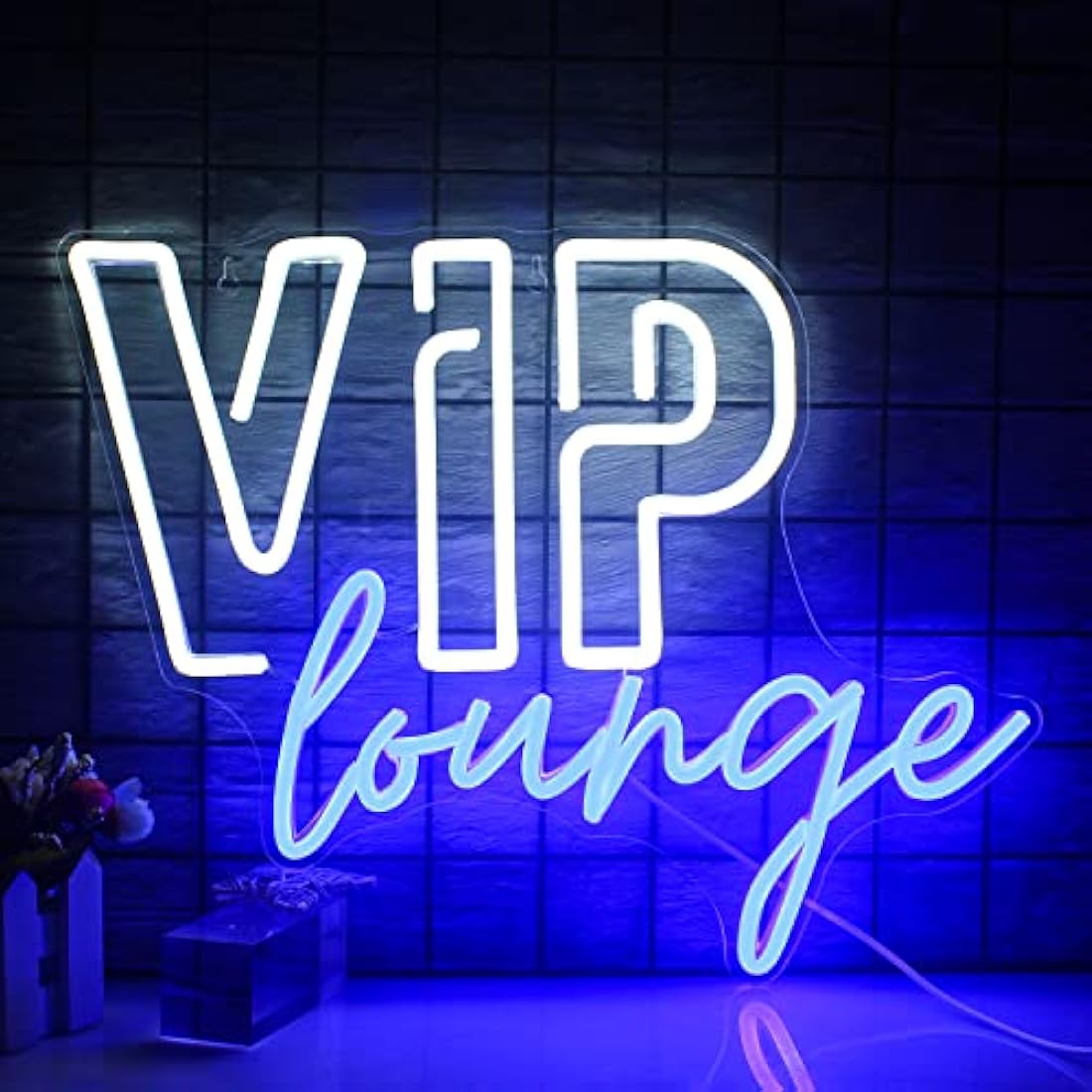 Jolof Store VIP Lounge LED Neon Sign – White & Blue Wall Decor