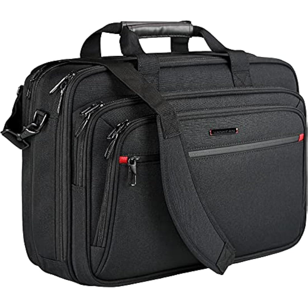 VANKEAN 17.3 Inch Laptop Briefcase | Expandable Water-Repellent Bag - Black
