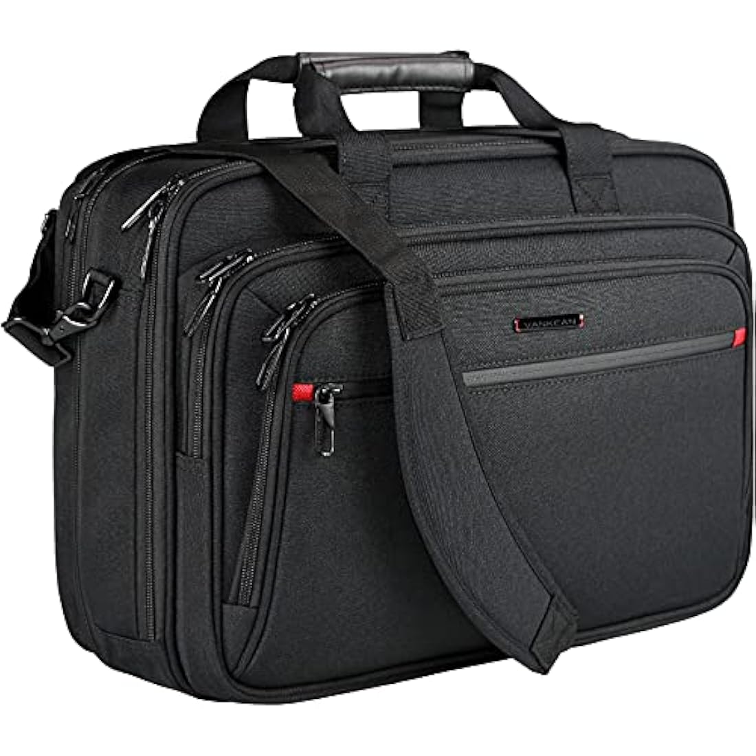 VANKEAN 17.3 Inch Laptop Briefcase | Expandable Water-Repellent Bag - Black
