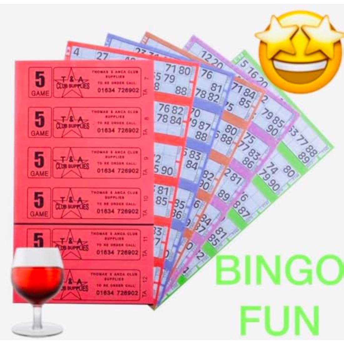 Jumbo Bingo Tickets - 750 Books 5 Page Game Strips of 6