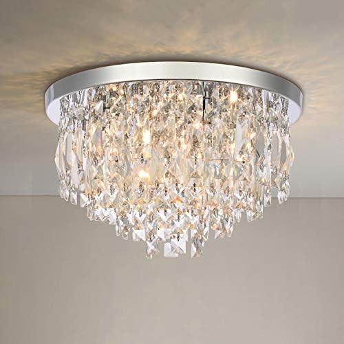 Jolof Store Modern Crystal Chandelier – 40cm Chrome Flush Mount Light