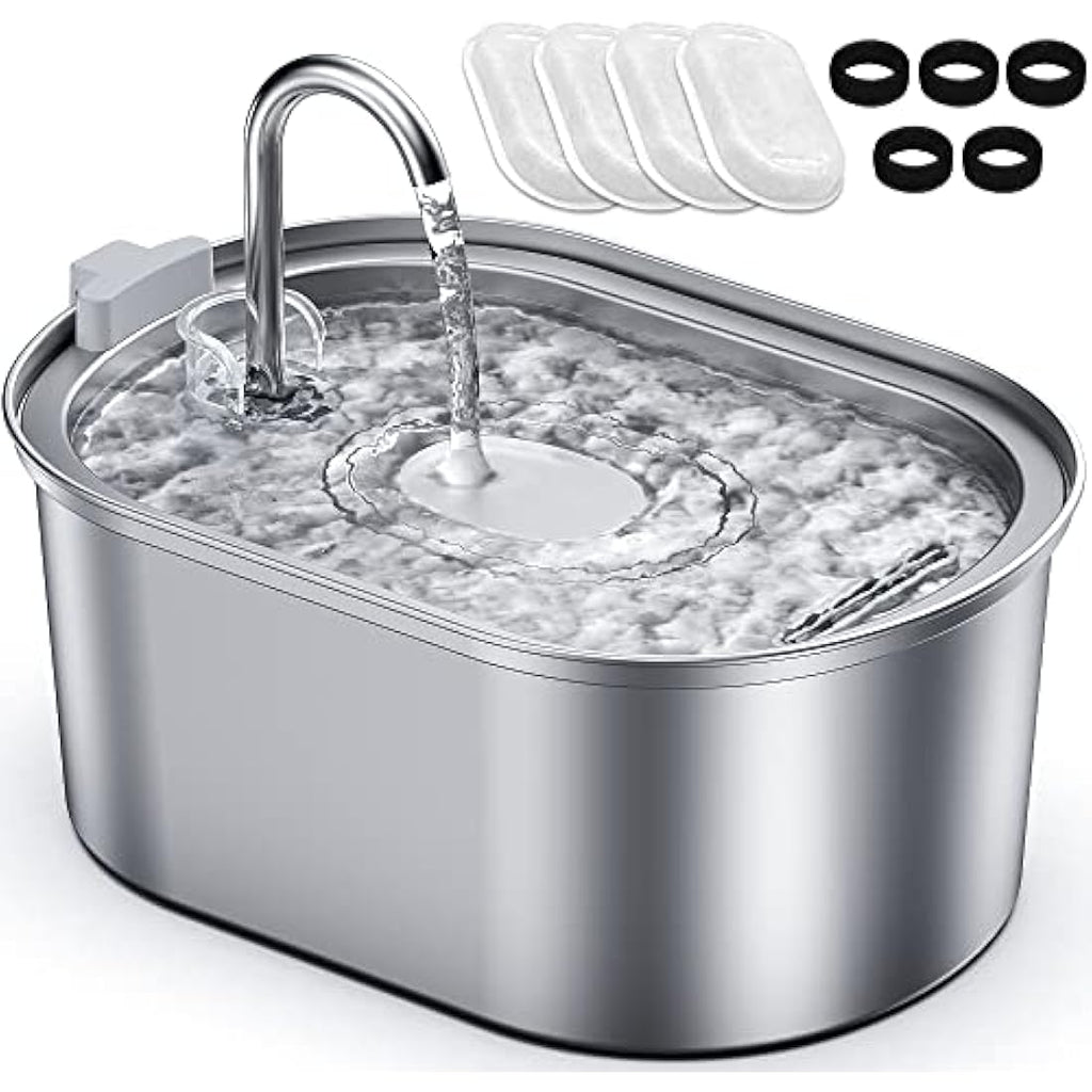 Petace Stainless Steel Cat Water Fountain | 3.2L Quiet Pet Dispenser