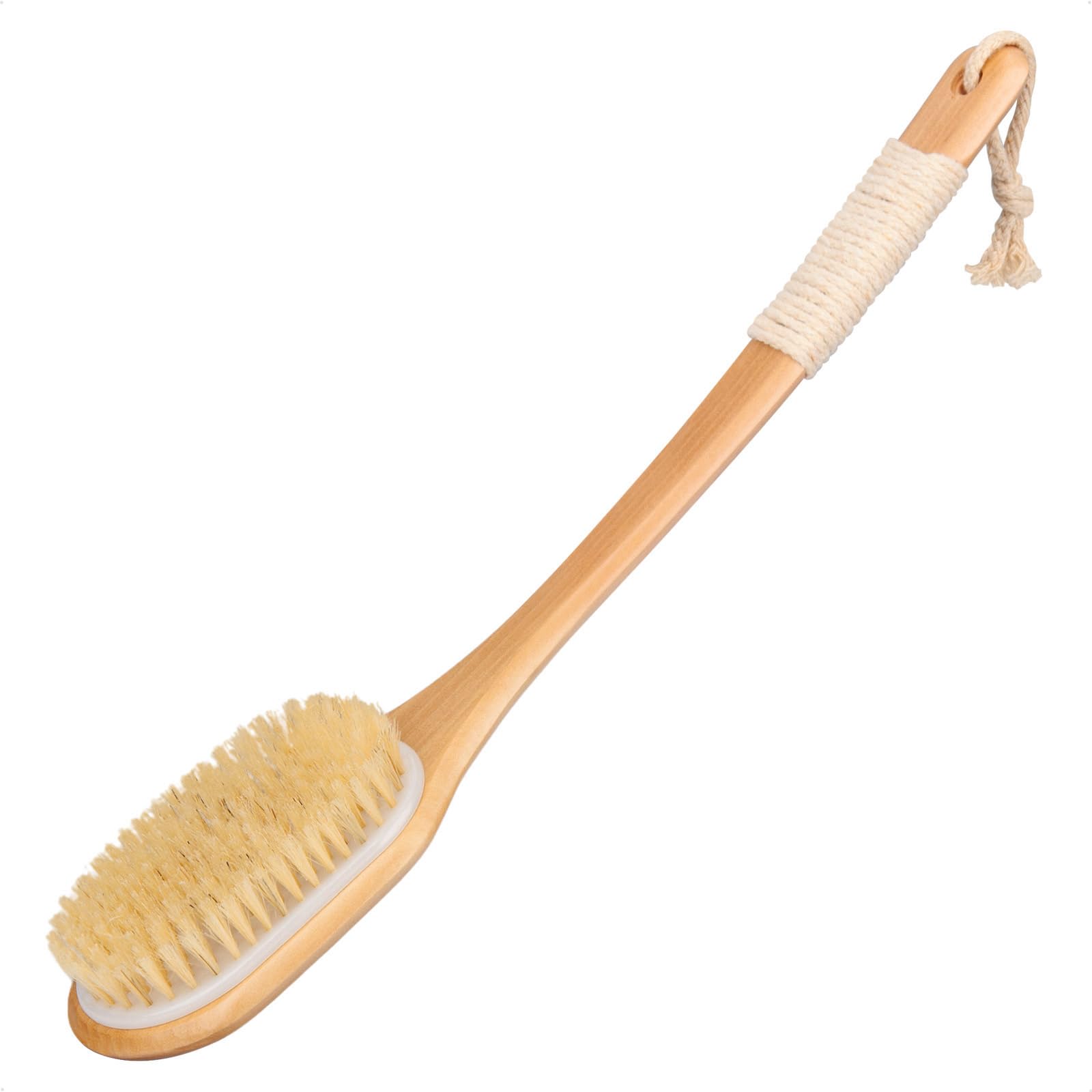 SAUNNIHEN Wooden Dry Brushing Body Brush – 44.5cm Long Handle Back Scrubber