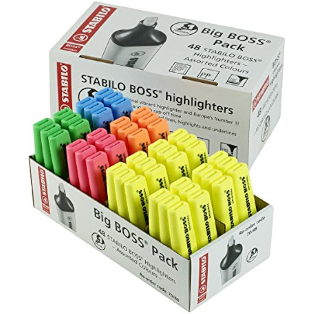STABILO BOSS ORIGINAL Highlighter - Pack of 48 - 5 Neon Colors