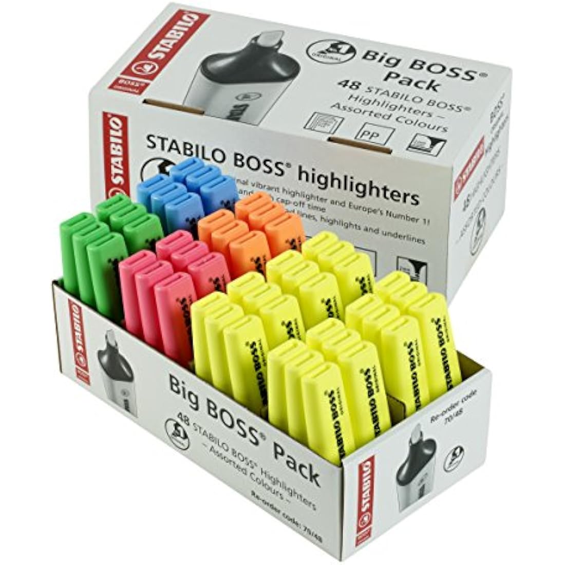 STABILO BOSS ORIGINAL Highlighter - Pack of 48 - 5 Neon Colors