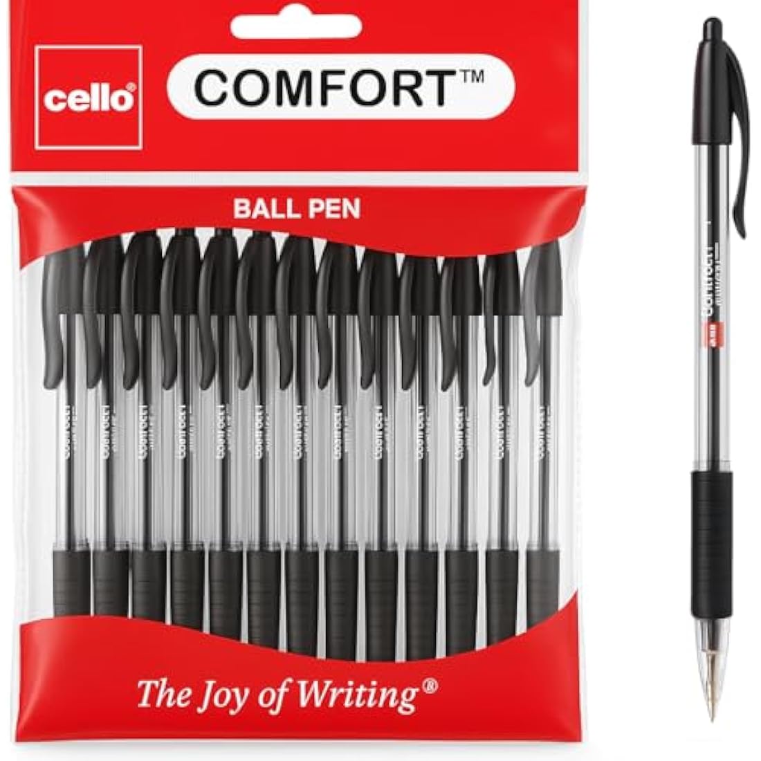 Cello Comfort Retractable Ballpoint Pens | 1.0mm Black Ink | 12 Pack