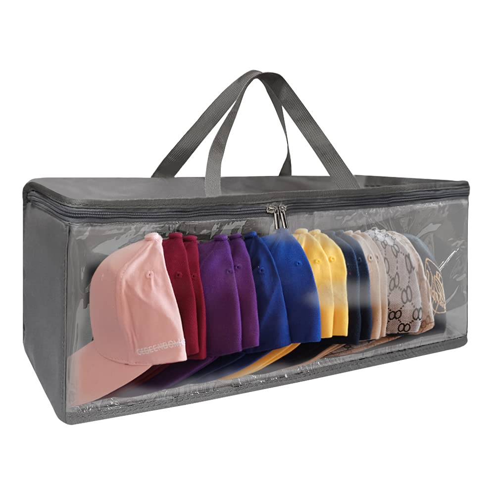 Hat Organizer for Closet, 8.6" Width Widened Design, Large Hat Box, Baseball Cap Storage Bag with Carrying Handles & Lid - image 1