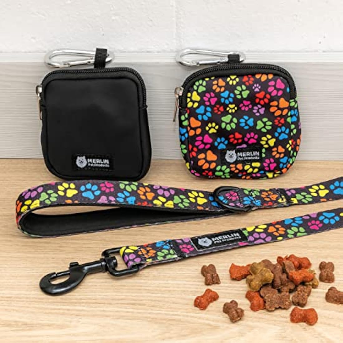Dog Treat Training Pouch – Small Travel Walking Bag (Pawprint)