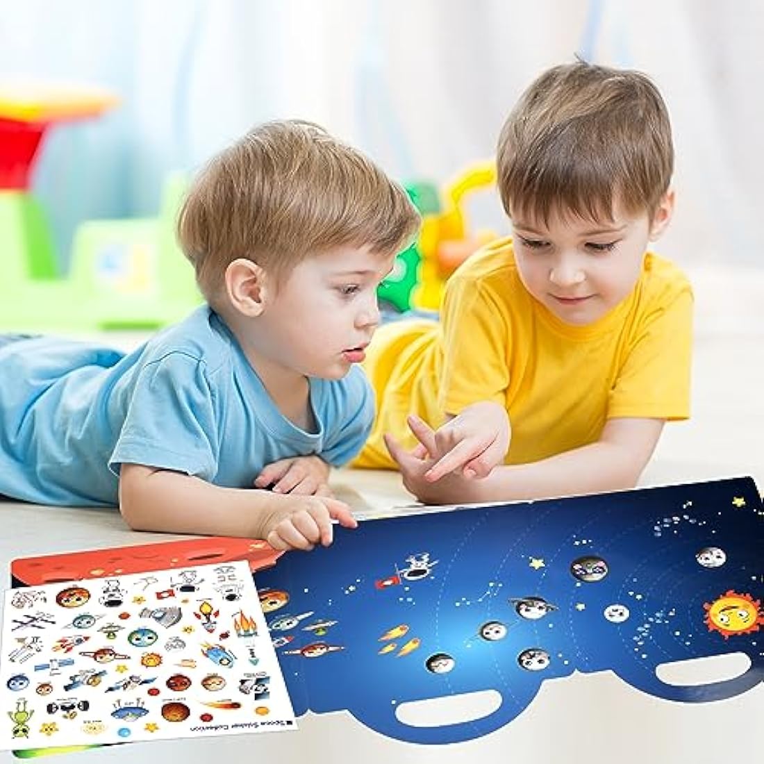 Jolof Store Space 3D Puffy Sticker Book – 88 Pcs Reusable Sensory Toy
