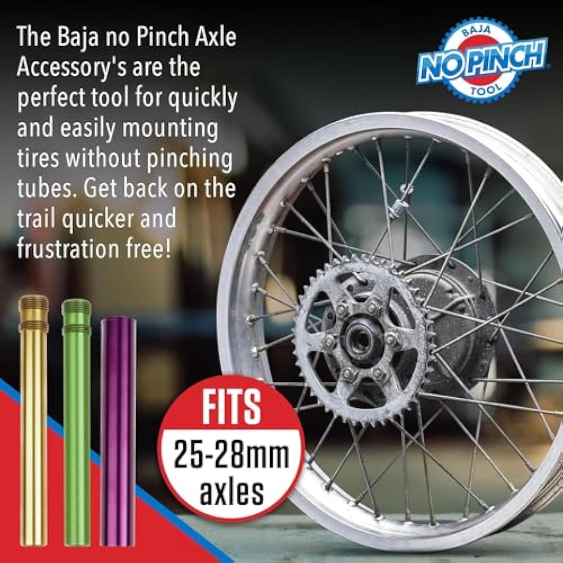 Baja No Pinch 17mm Axle Shaft Accessory Kit for Dirt Bike Tyre Changer