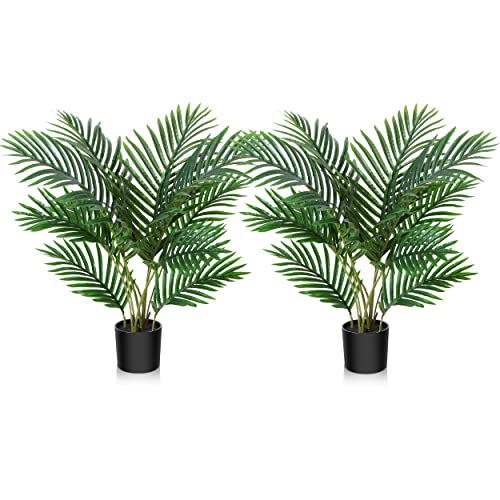 Fopamtri Faux Areca Palm 60cm | Artificial Tropical Indoor Plant (2 Pack)