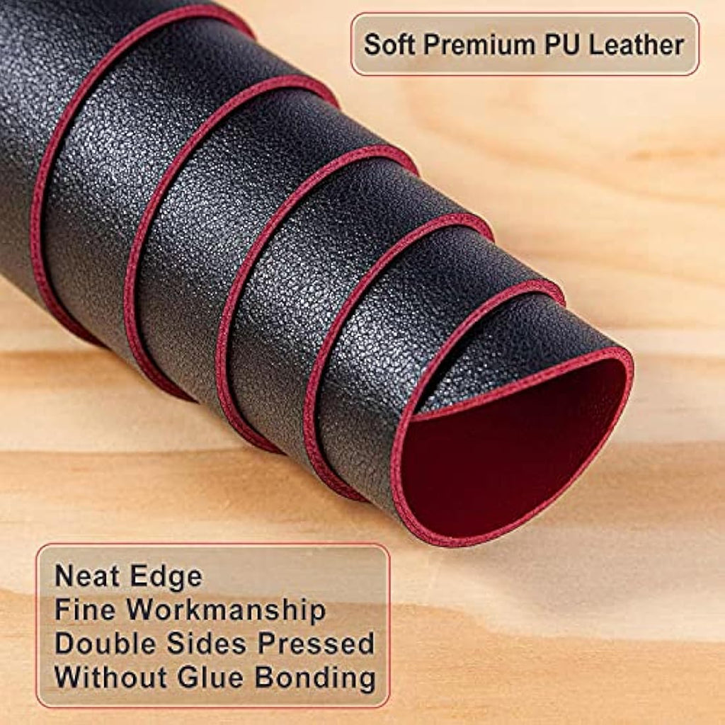 DOBAOJIA Large PU Leather Desk Pad | Waterproof Dual-Side Mouse Mat (Black/Red)