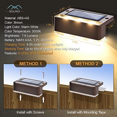 Solpex Solar Deck Lights - 12 Pack Waterproof LED Fence Stair Lights