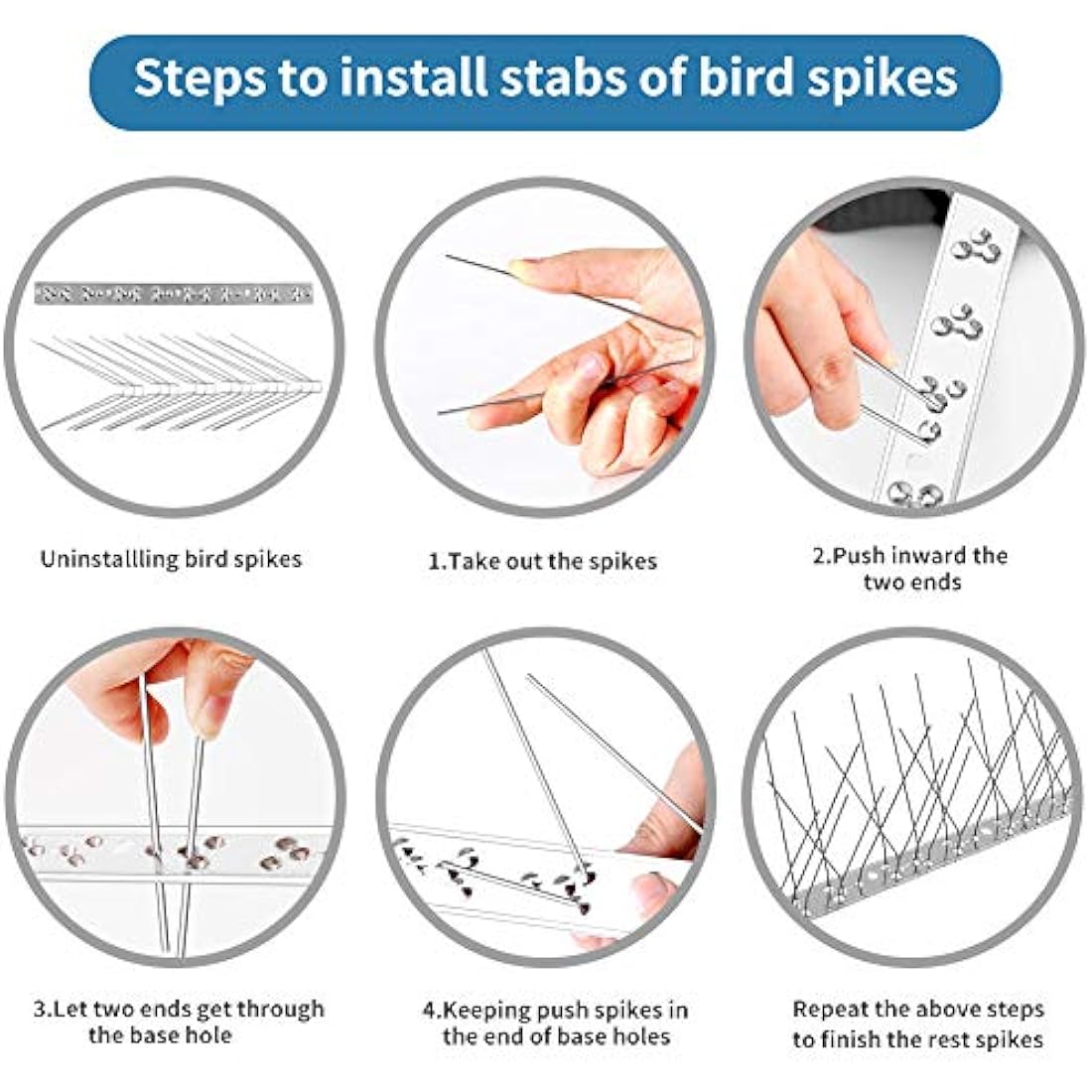 Joymi Stainless Steel Bird Spikes – 20ft Pigeon Deterrent Kit (18 Pack)