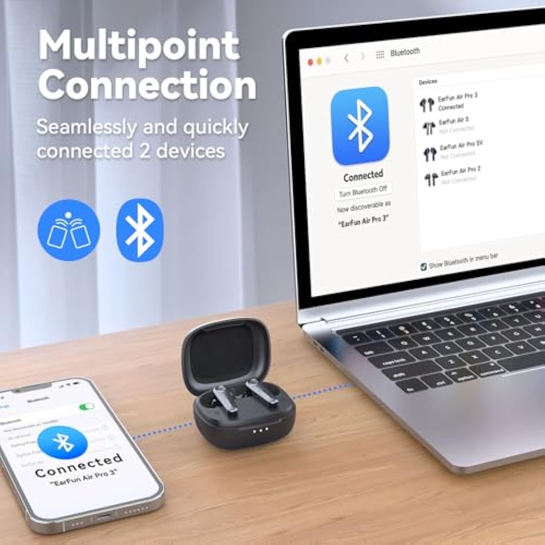 EarFun Air Pro 3 Wireless Earbuds – Hybrid ANC Bluetooth 5.3 Headphones