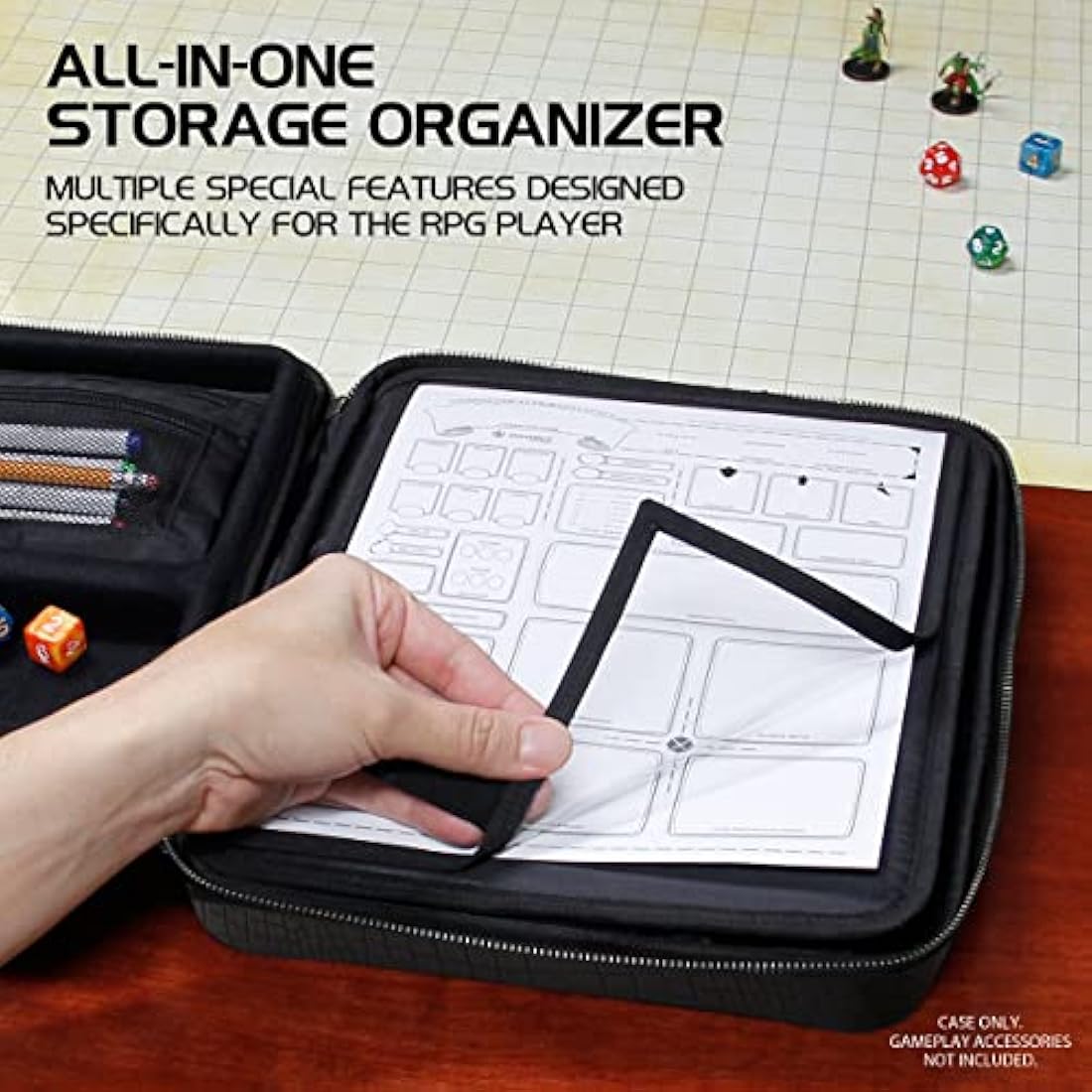 ENHANCE RPG Organizer Case – DND Character Binder & Dice Storage