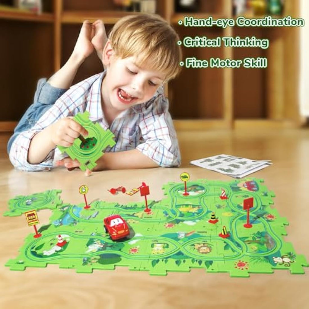Kids Puzzle Track Car Set | Montessori STEM Educational Toy
