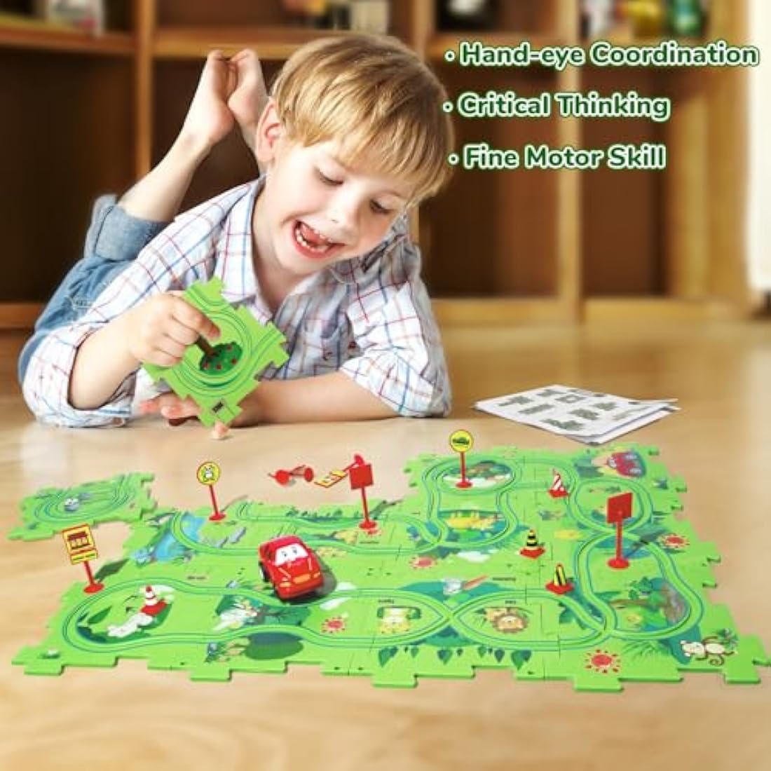 Kids Puzzle Track Car Set | Montessori STEM Educational Toy