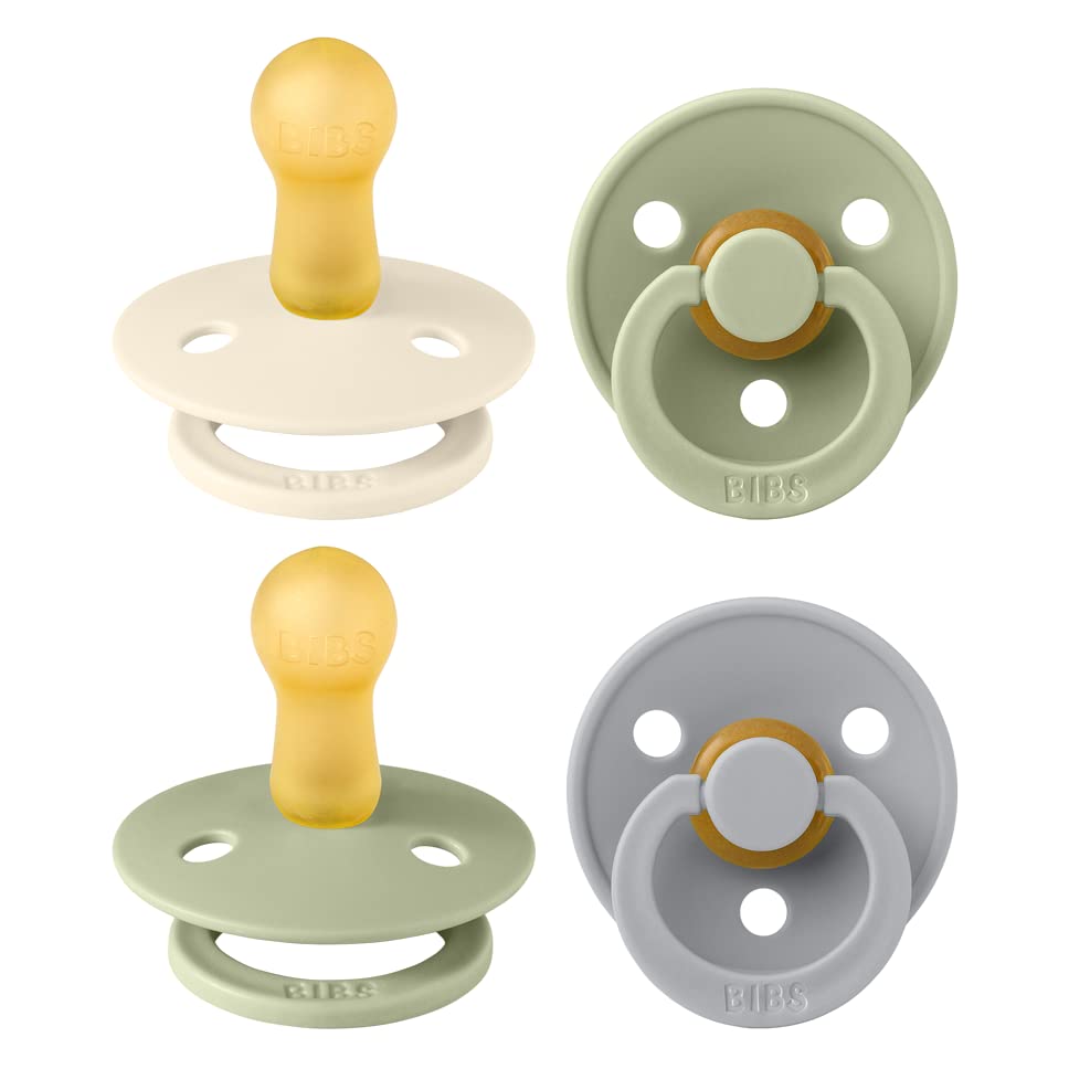 BIBS Colour Pacifiers 4-Pack | Natural Rubber Latex Dummies, 6-18m