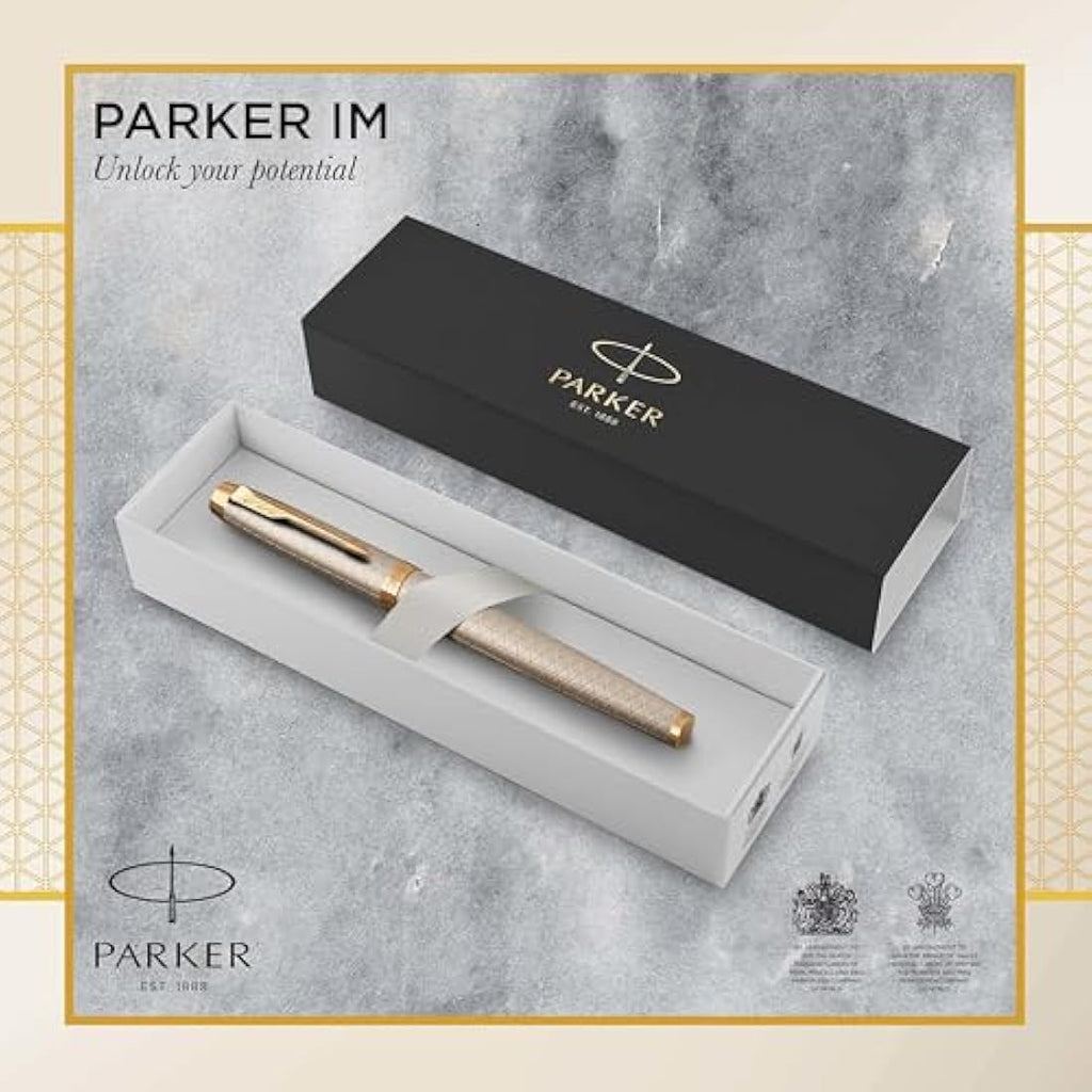 Parker IM Rollerball Pen – Premium Warm Silver Fine Point Black Ink