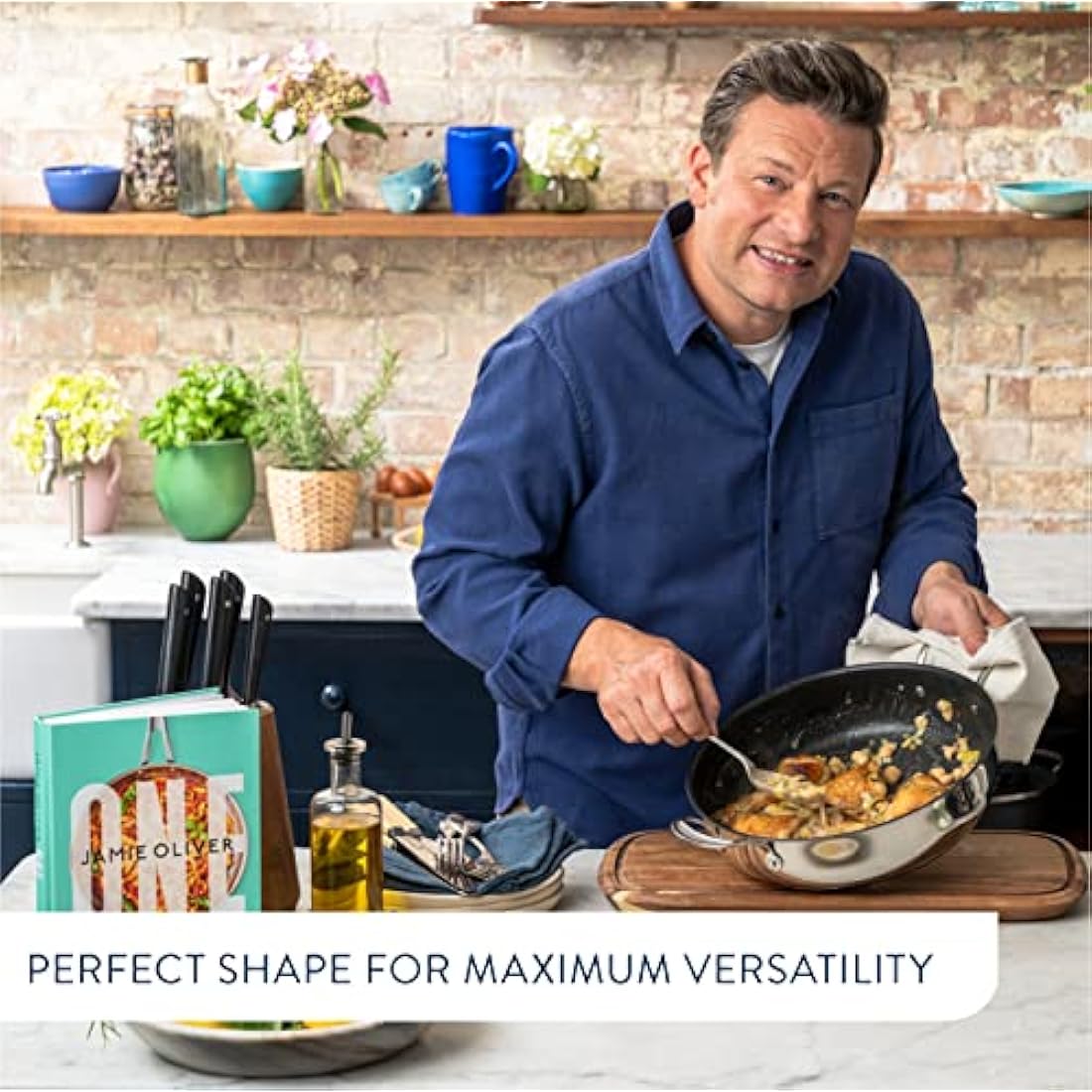 Tefal Jamie Oliver Cooks Classic 30cm Non-Stick Stainless Steel Shallow Pan