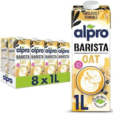 Alpro Barista Oat Milk – Plant-Based Dairy Free Drink - 1L (Pack of 8)