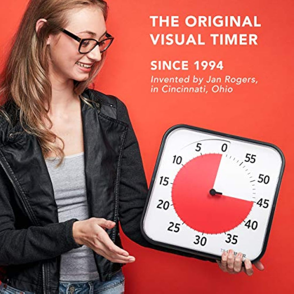Time Timer Visual Countdown Clock | 60-Minute ADHD Learning Tool, White