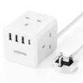 4-Way Extension Lead with 4 USB Slots – 1.5M White Cable