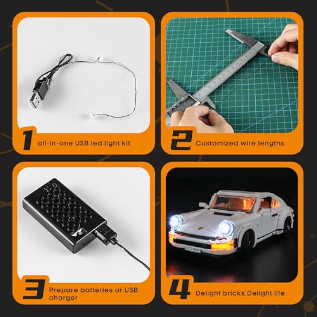 LIGHTAILING LED Light Kit for Lego Creator 10295 - Handmade USB Set