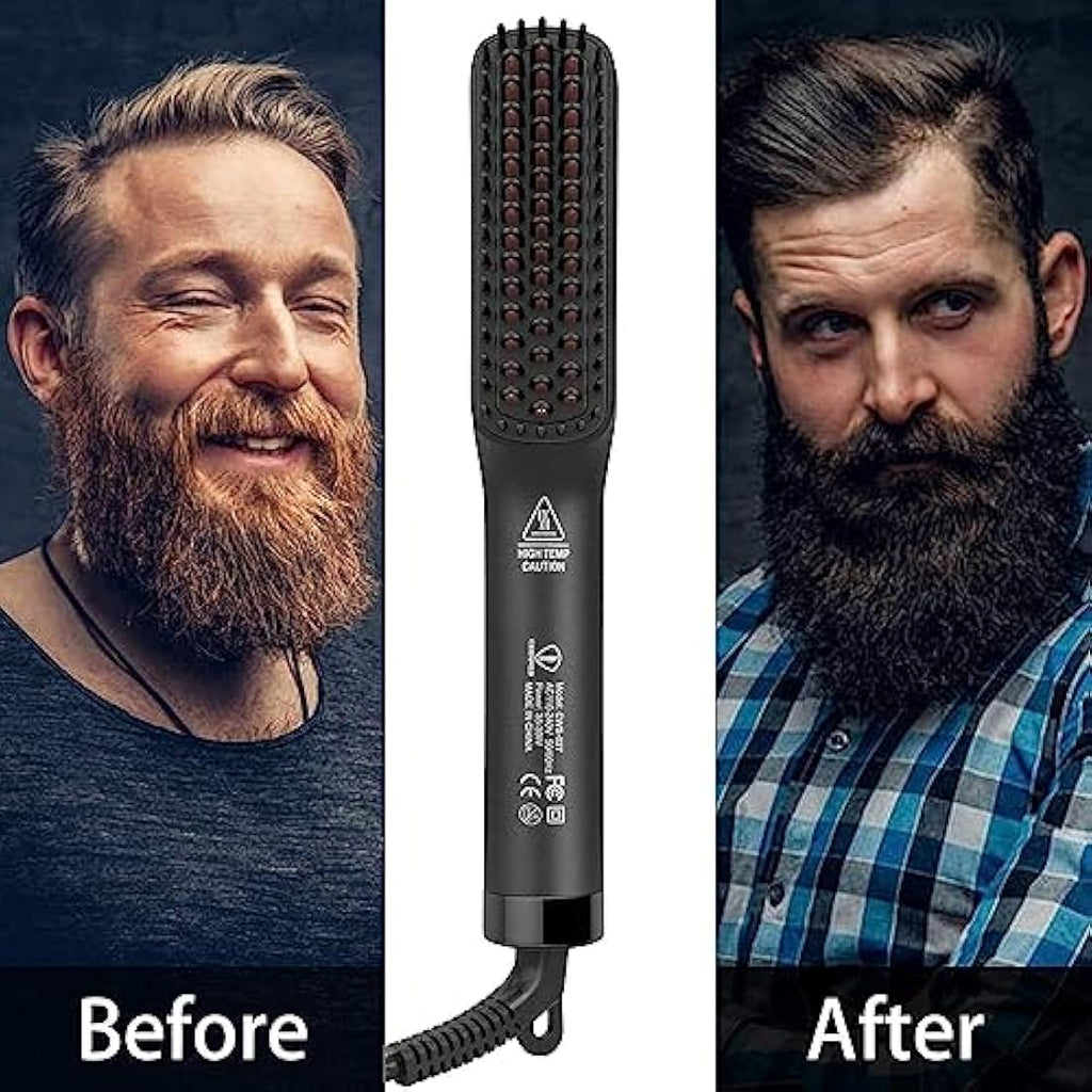 Ceenwes 3-in-1 Beard Straightener Kit | Ionic Hair Brush with Oil & Balm