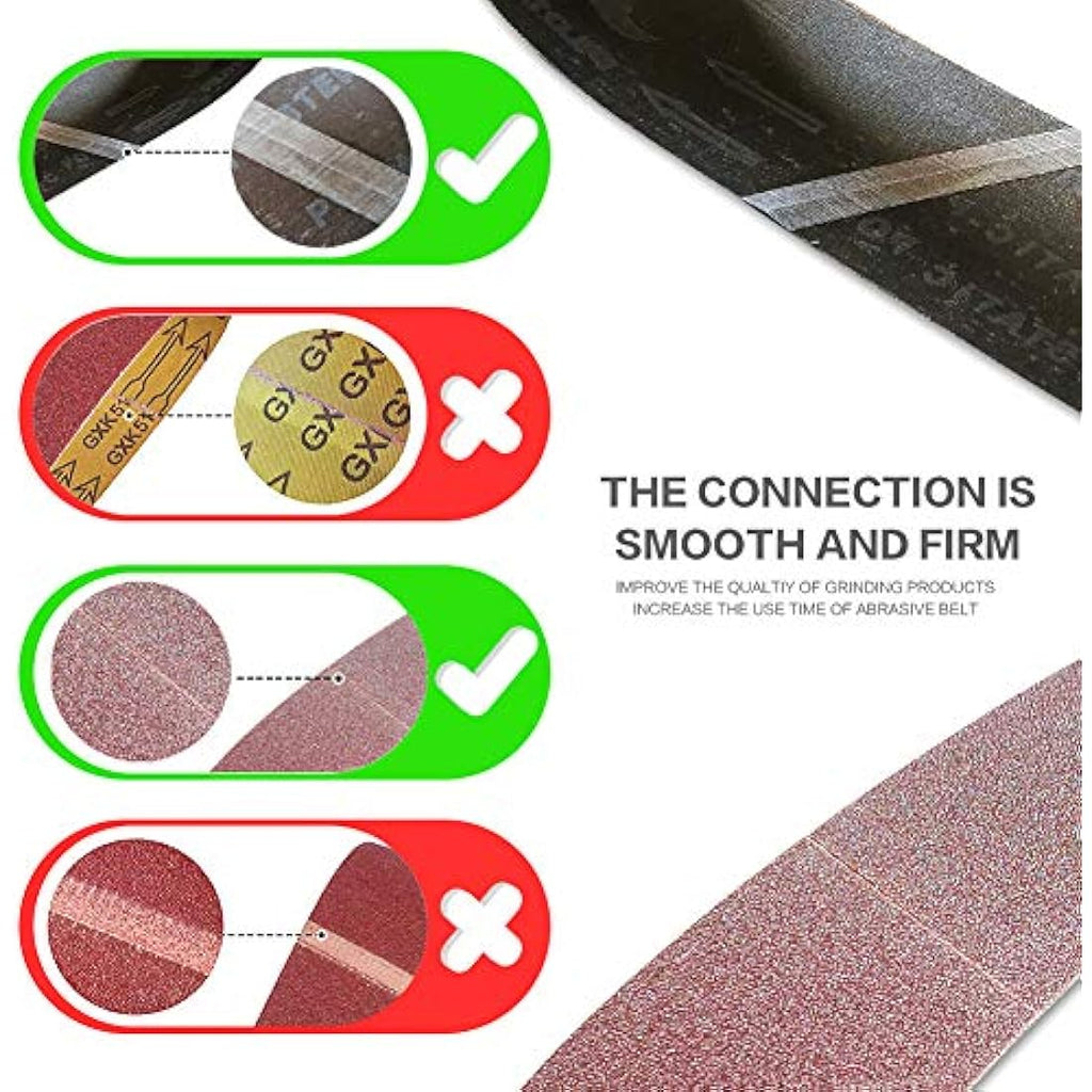 Jolof Store Aluminum Oxide Sanding Belts 150x1220mm - 6 Pack Assorted
