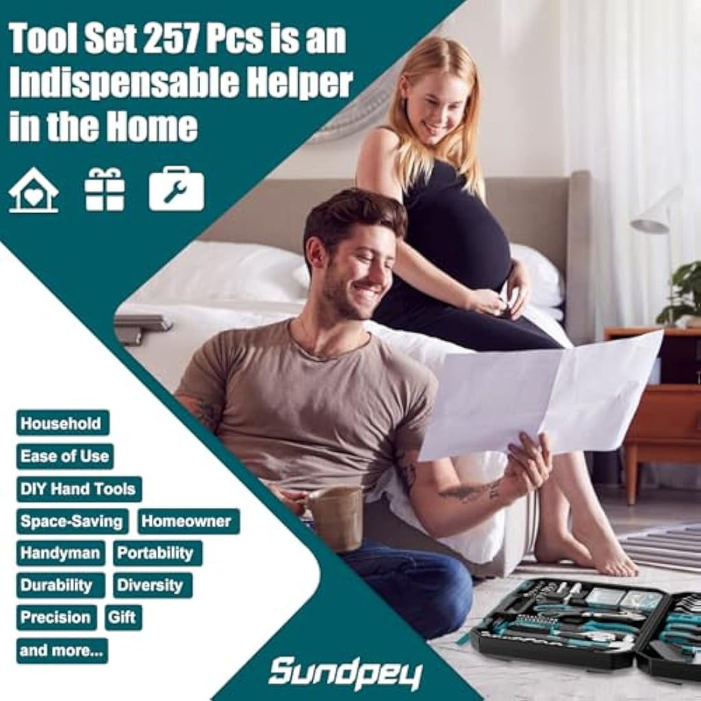 Sundpey 257-Piece Home Tool Kit | Portable Household Repair Hand Tool Set