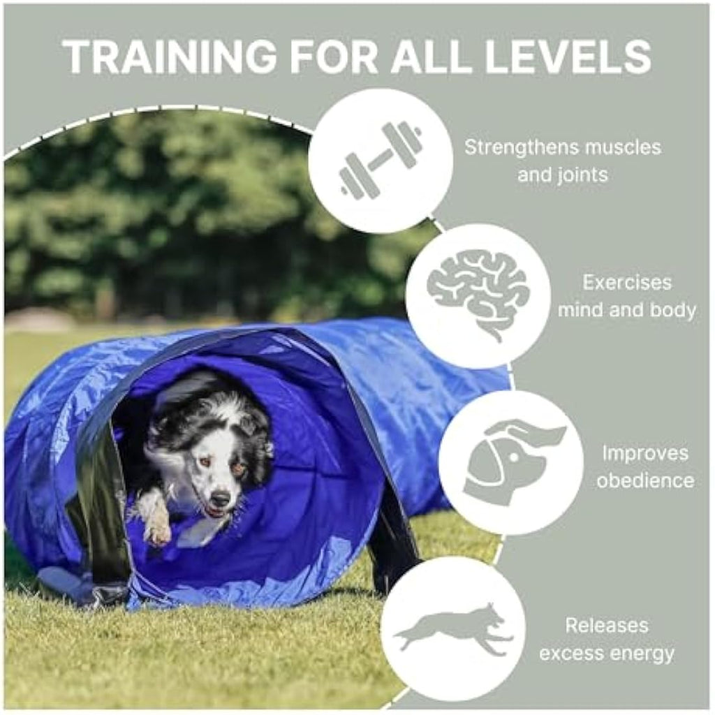 Trixie Dog Agility Training Tunnel - 5m Large Outdoor Obstacle, Blue