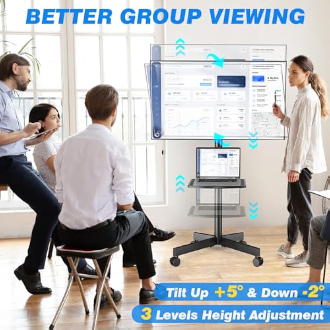 RFIVER Mobile TV Stand – Rolling TV Cart for 27-60 Inch Flat Curved TVs