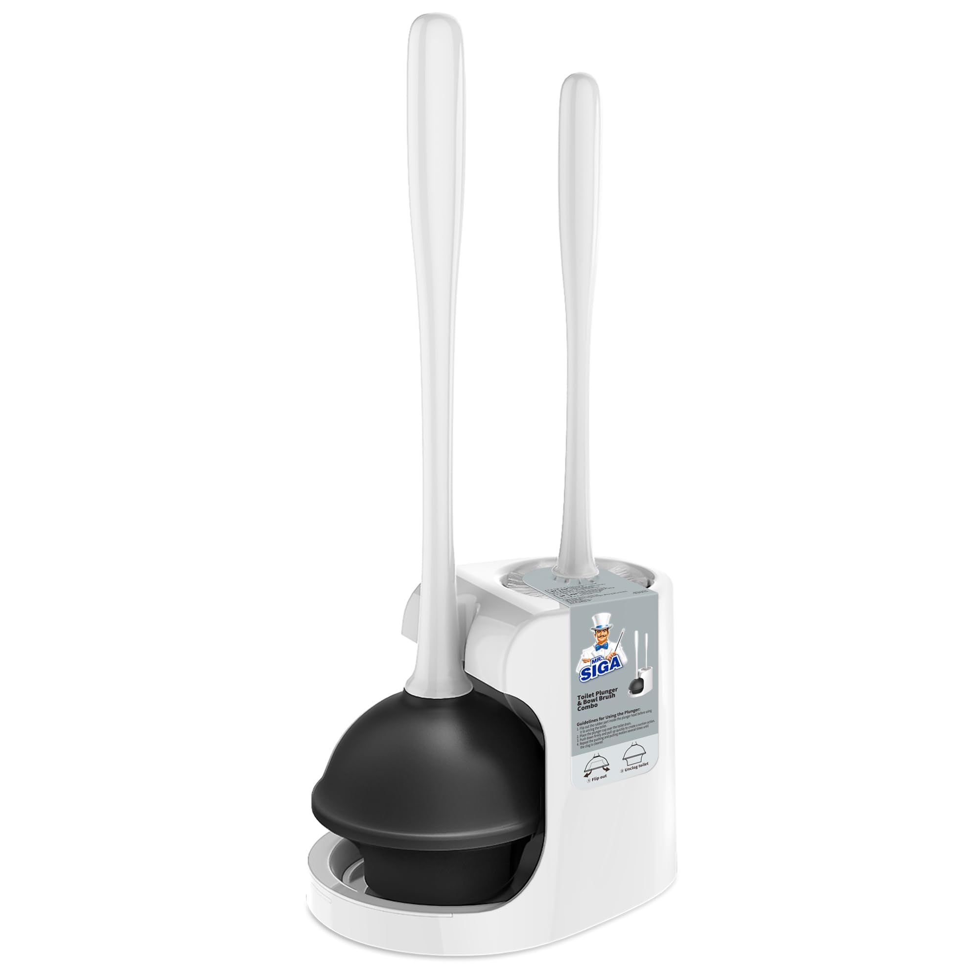 MR.SIGA Toilet Plunger and Bowl Brush Combo | Heavy Duty Cleaning Set