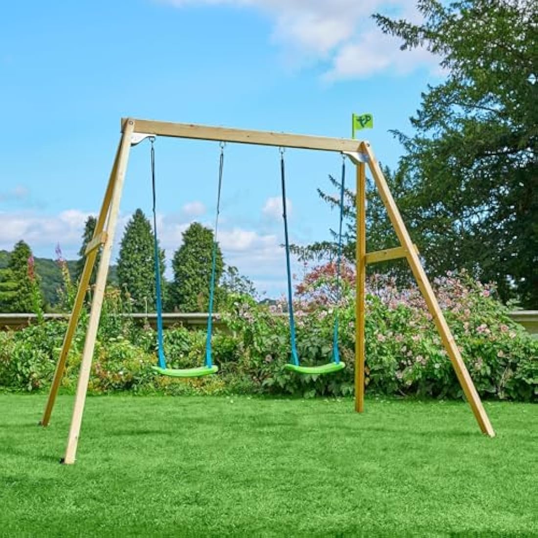 TP Toys Forest Double Wooden Swing Frame – Outdoor Kids Garden Set