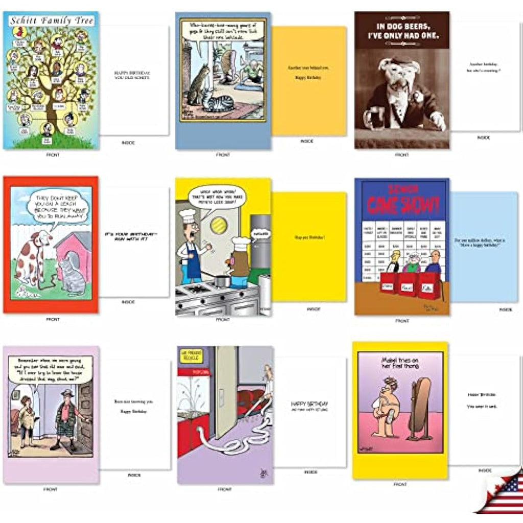 NobleWorks Funny Birthday Cards Bulk Box Set - 36 Assorted Designs
