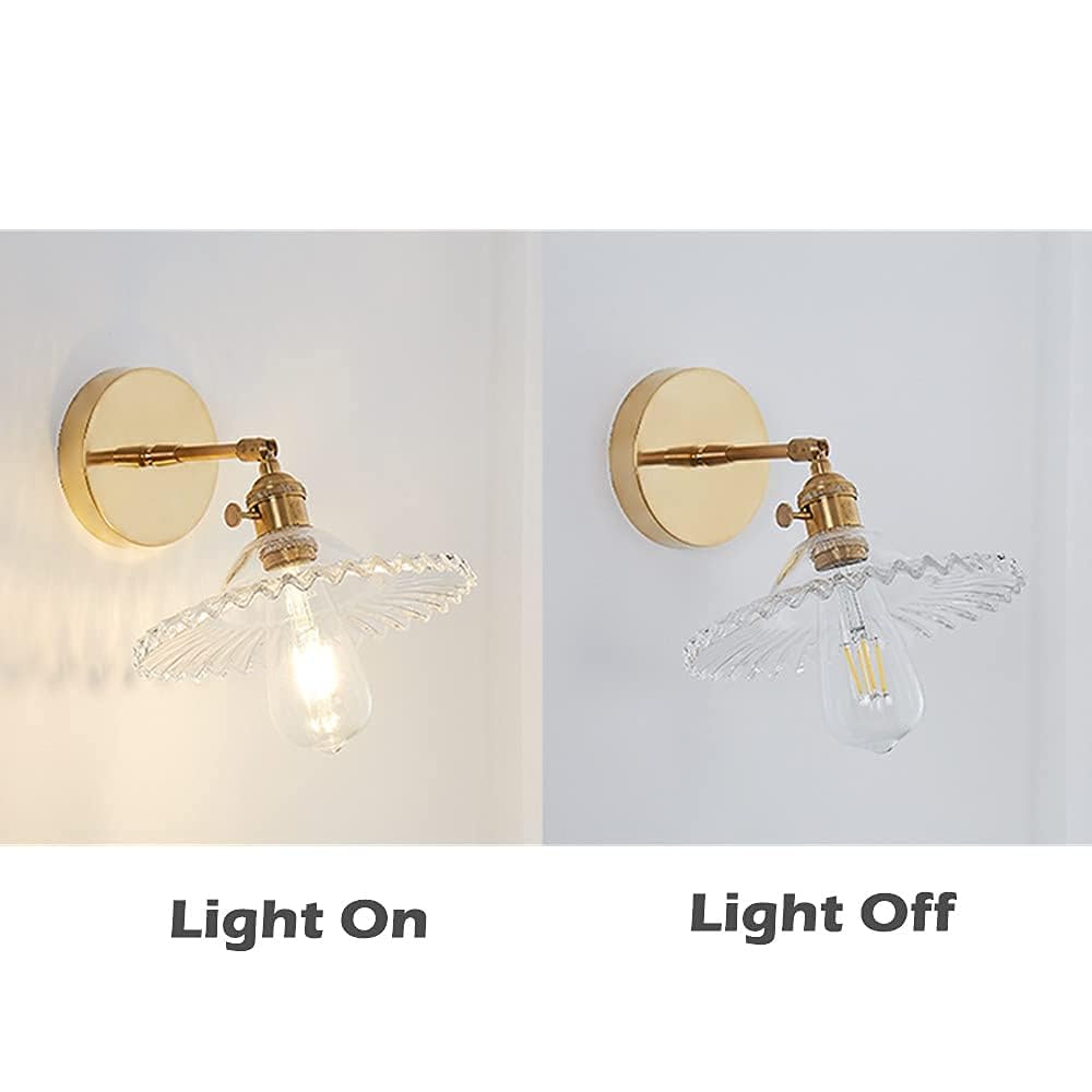 Industrial Glass Wall Sconce | Adjustable Brass E27 Lamp
