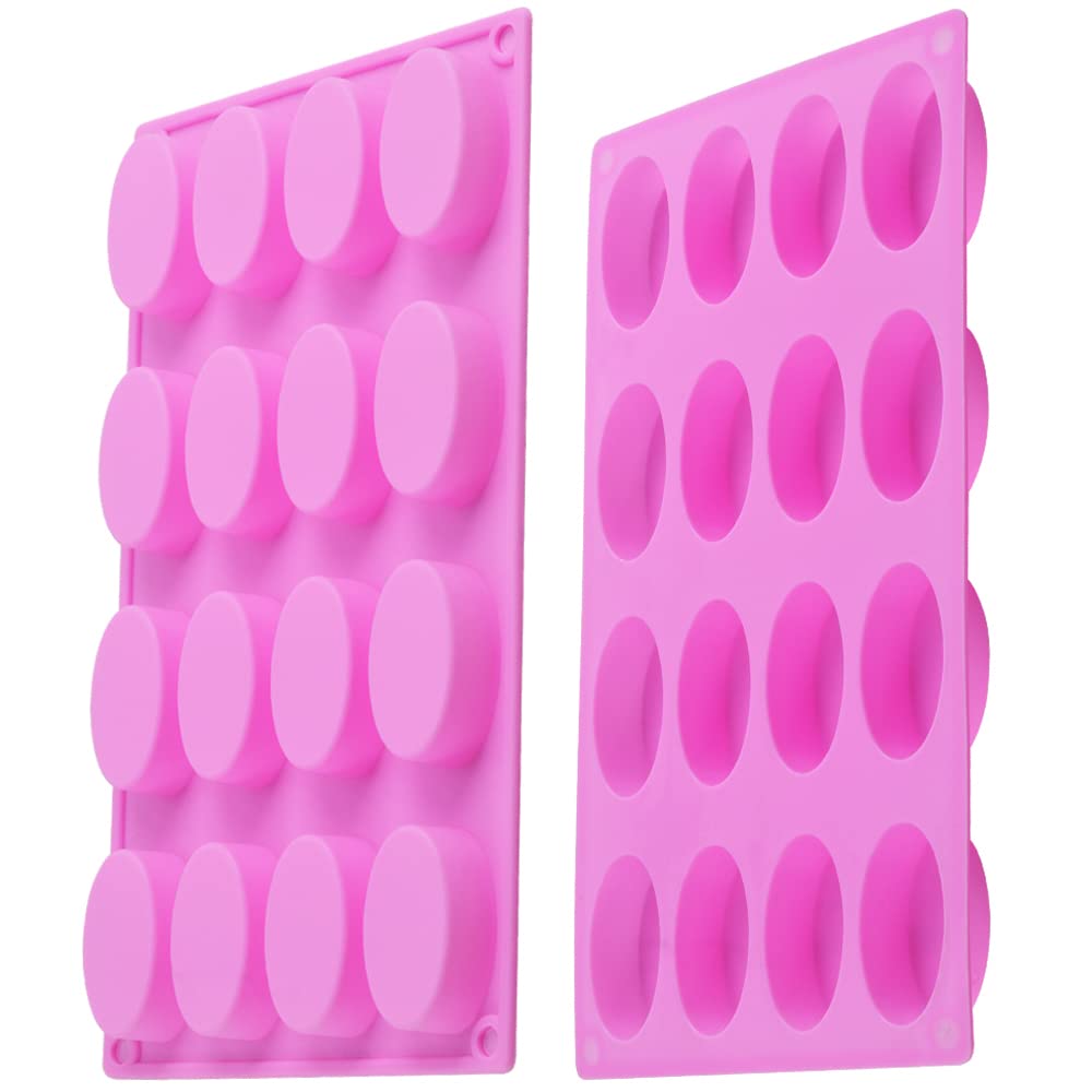 Newk 16-Cavity Oval Silicone Soap Molds for DIY Travel Soap – 2 Pack
