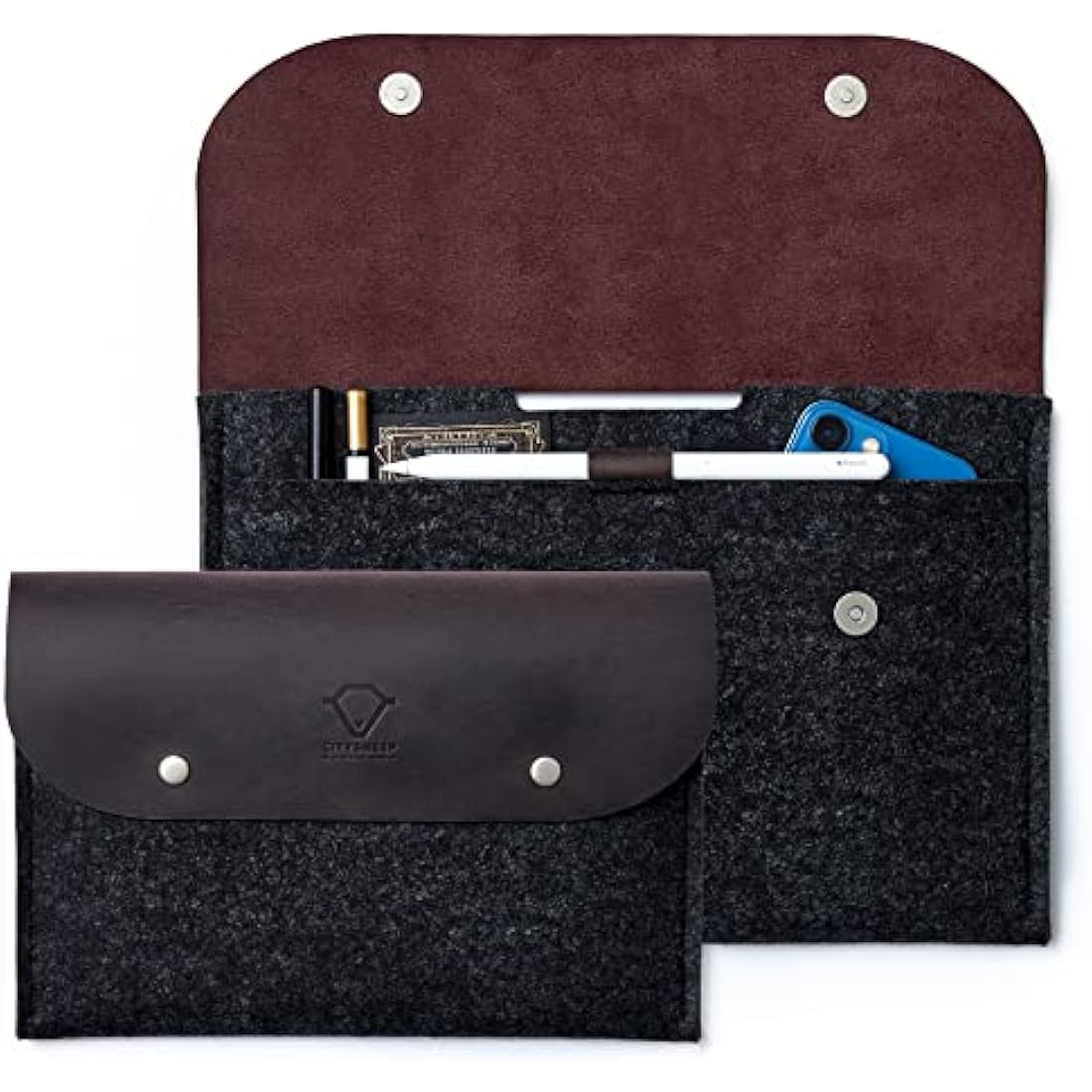 Leather iPad Pro Sleeve | Full Grain Buffalo & Merino Wool