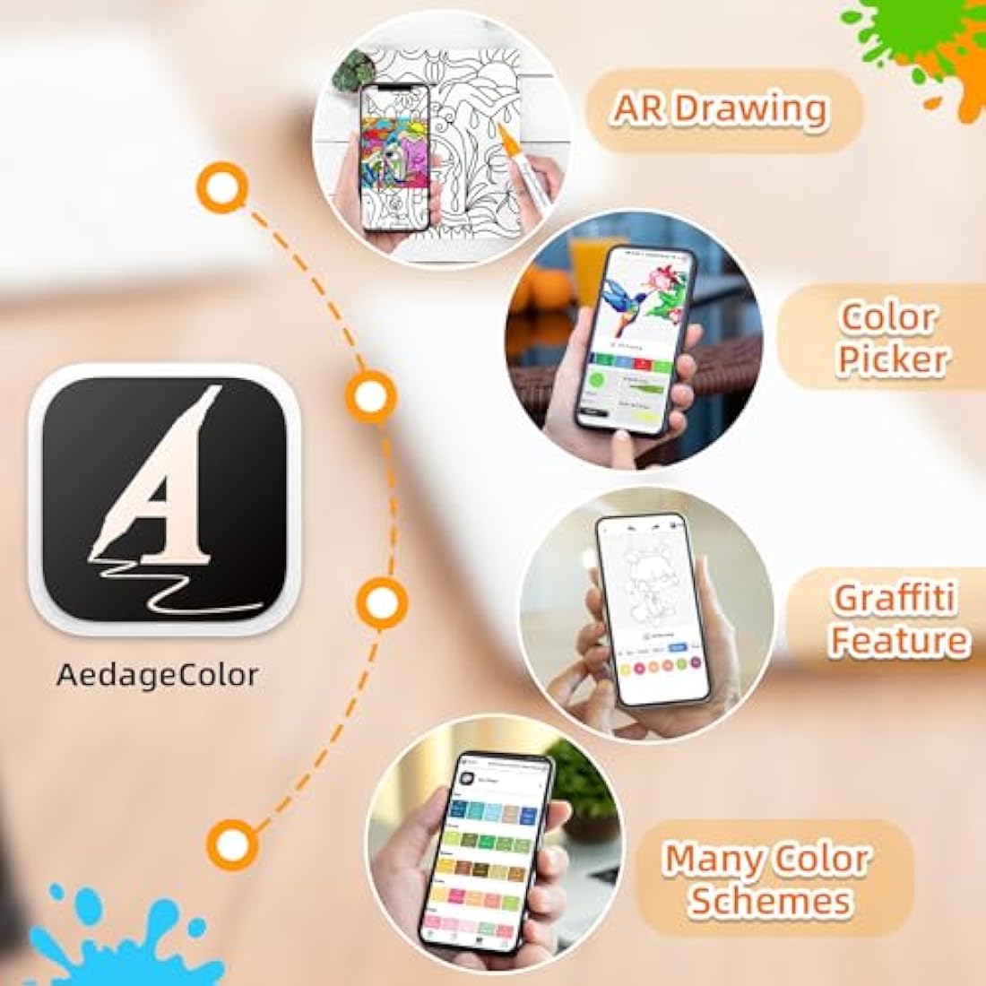 60 Color Dual Tip Acrylic Paint Pens with Drawing App