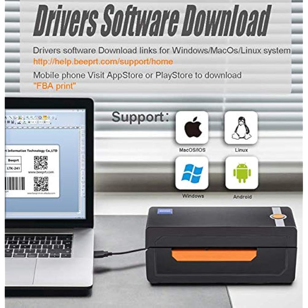 BEEPRT Thermal Shipping Label Printer | Bluetooth & USB 4x6 Label Maker