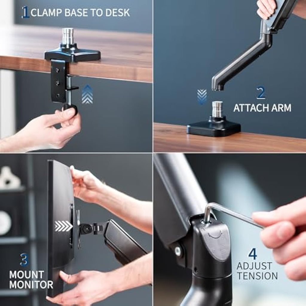 VIVO Single Monitor Arm – Height Adjustable VESA Desk Mount for 17-32" Screens