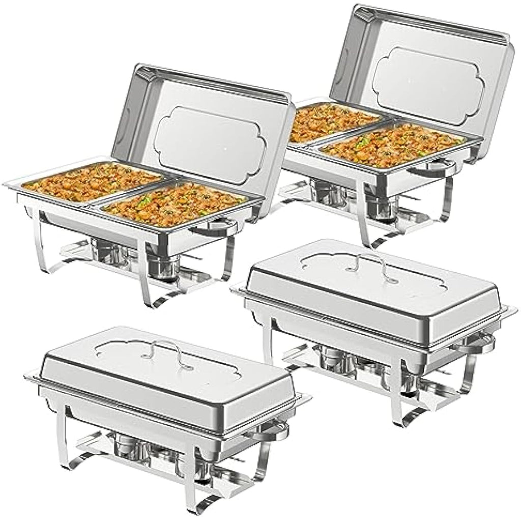 4-Pack Chafing Dish Buffet Set | 9L Stainless Steel Food Warmer