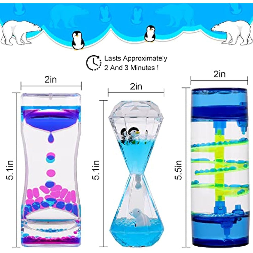 Jolof Store Liquid Motion Bubbler Sensory Toy - 3 Pack Calming Timer